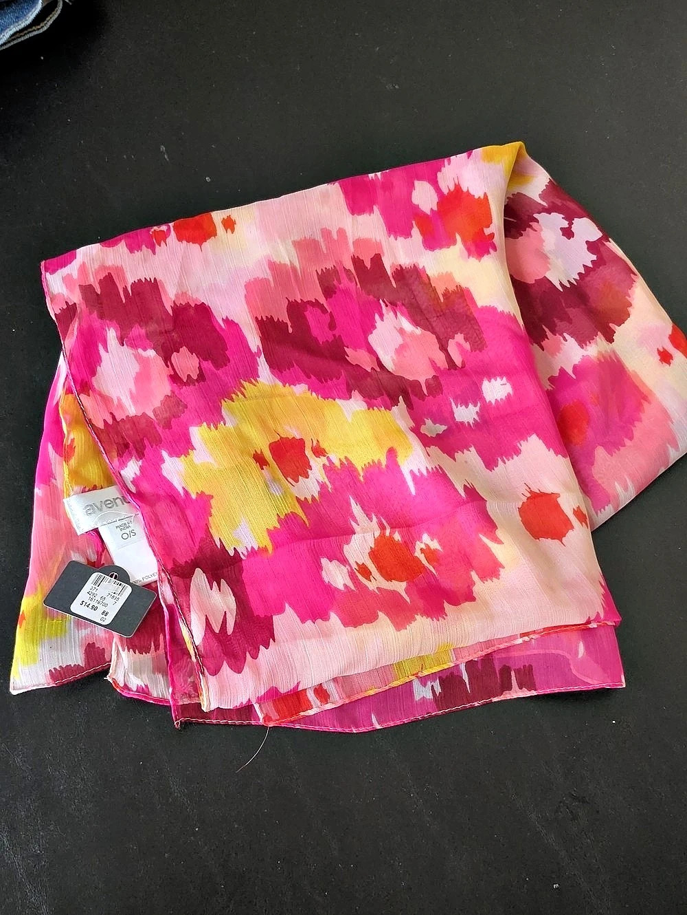 Avenue Abstract Print Scarf in Pink & Yellow NWT
